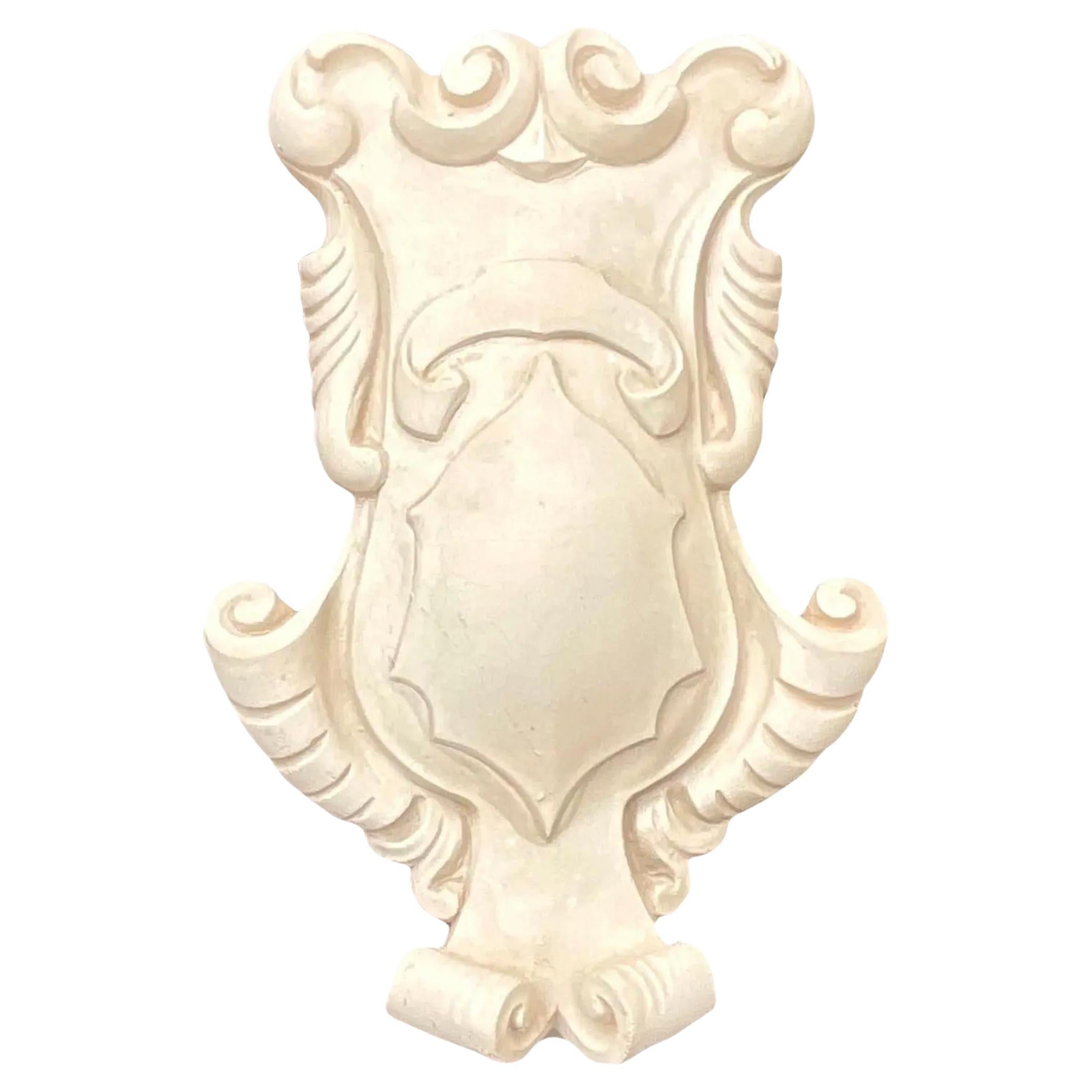 Vintage Regency Cast Concrete Coat of Arms For Sale