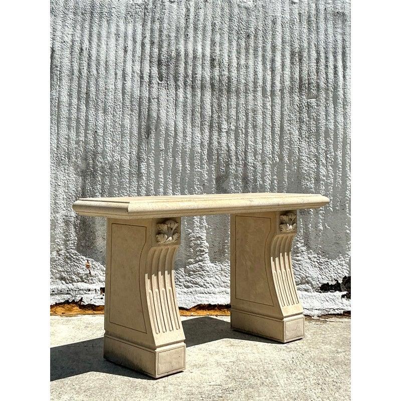 Vintage Regency Cast Concrete Console Table For Sale 4