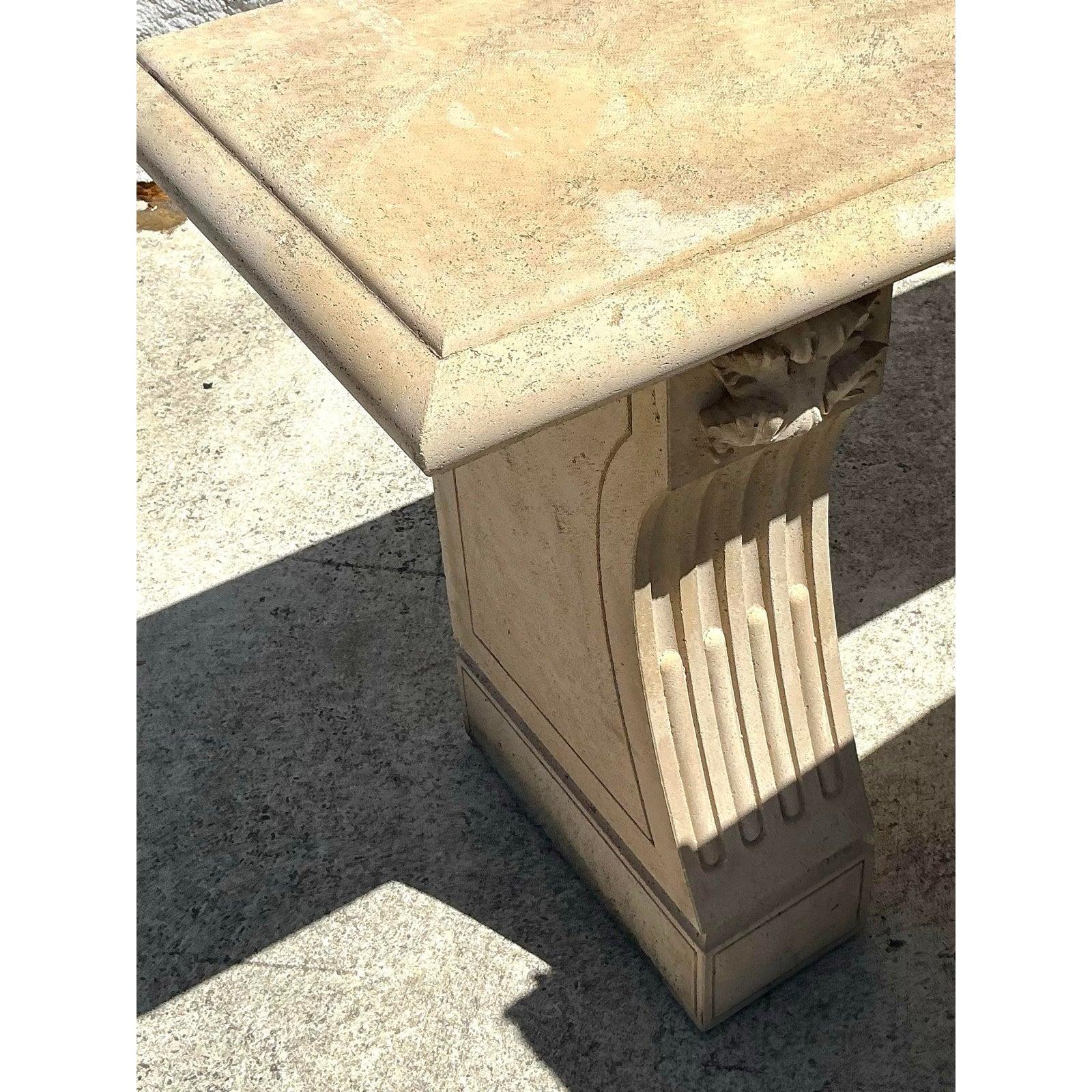 American Vintage Regency Cast Concrete Console Table For Sale
