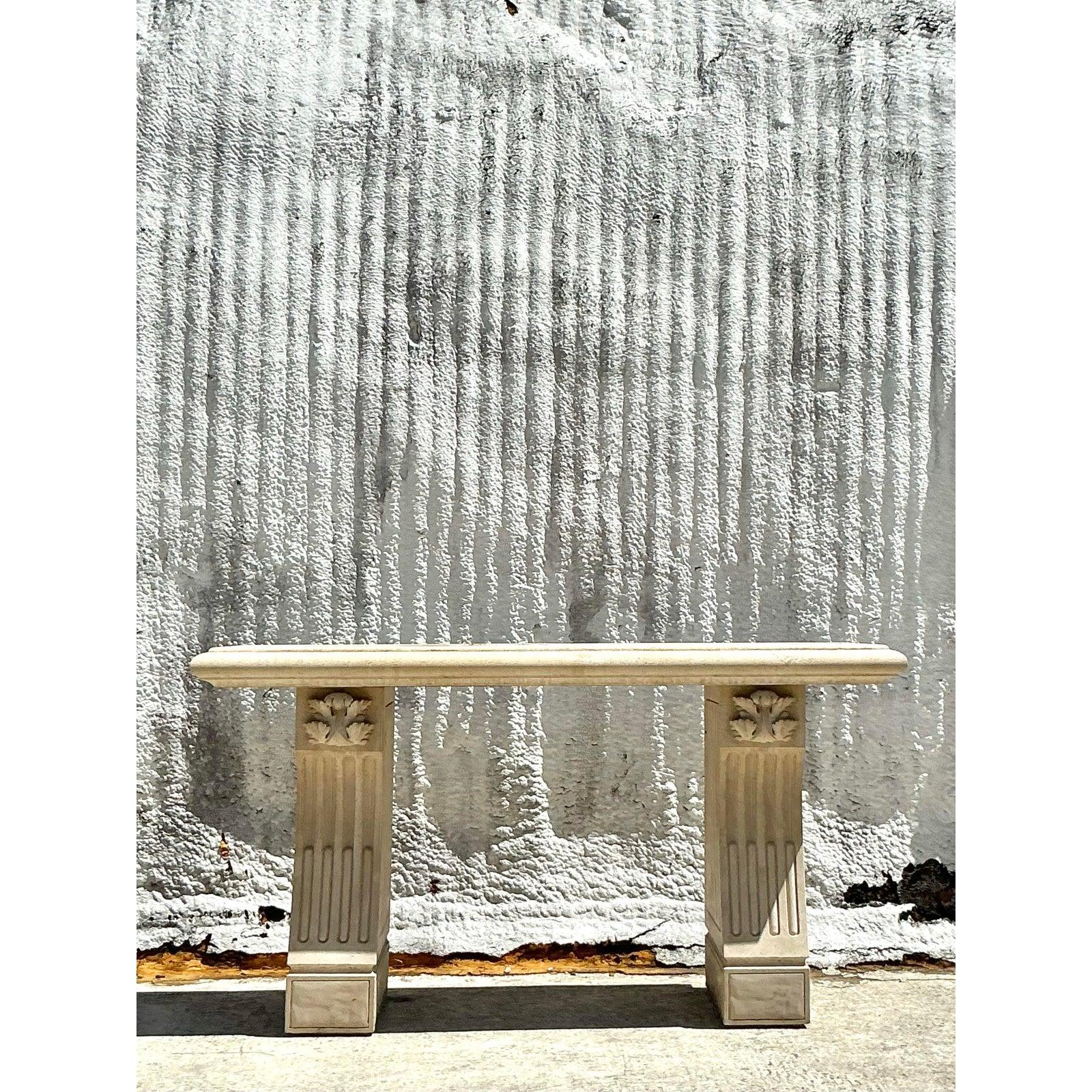 20th Century Vintage Regency Cast Concrete Console Table For Sale
