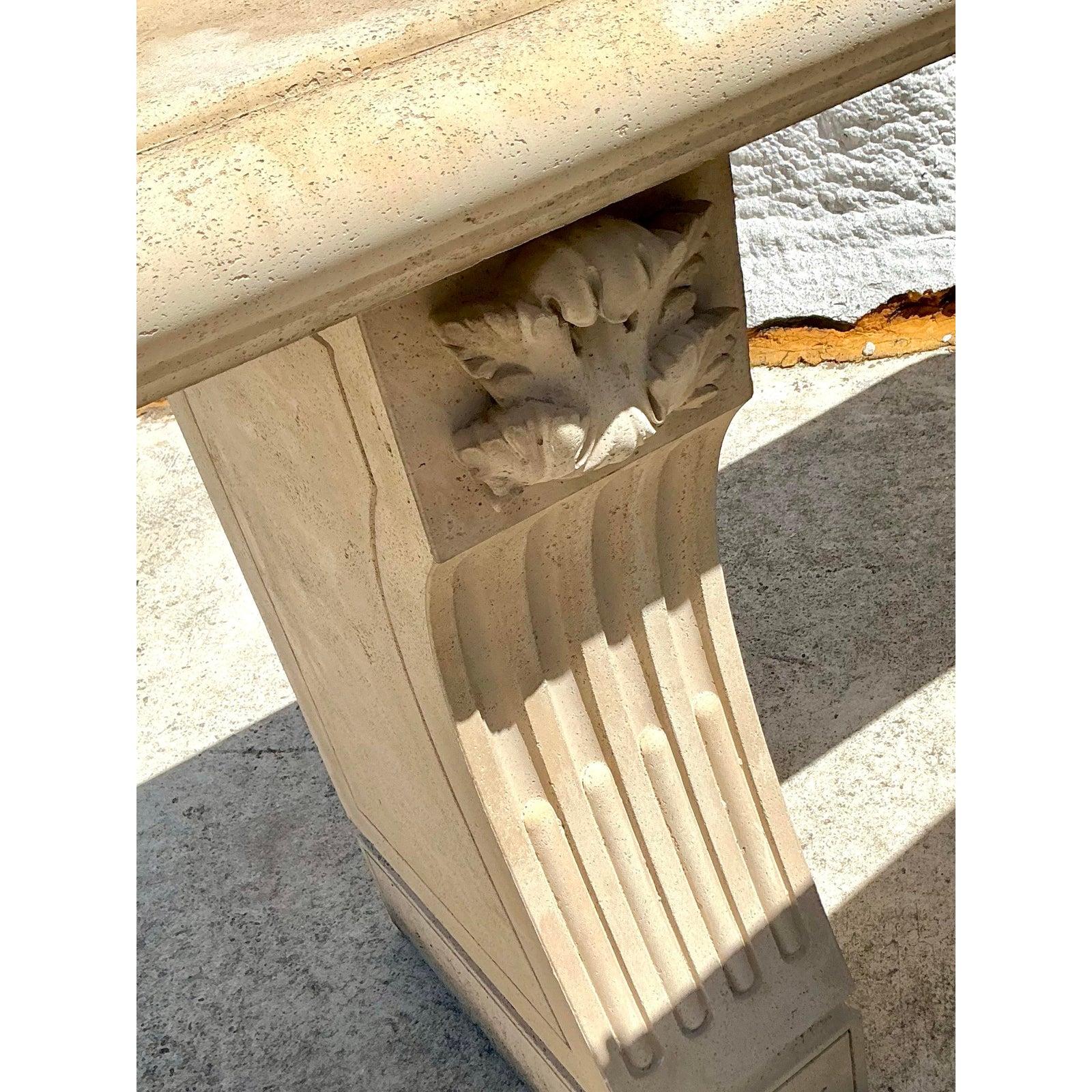 Vintage Regency Cast Concrete Console Table For Sale 1