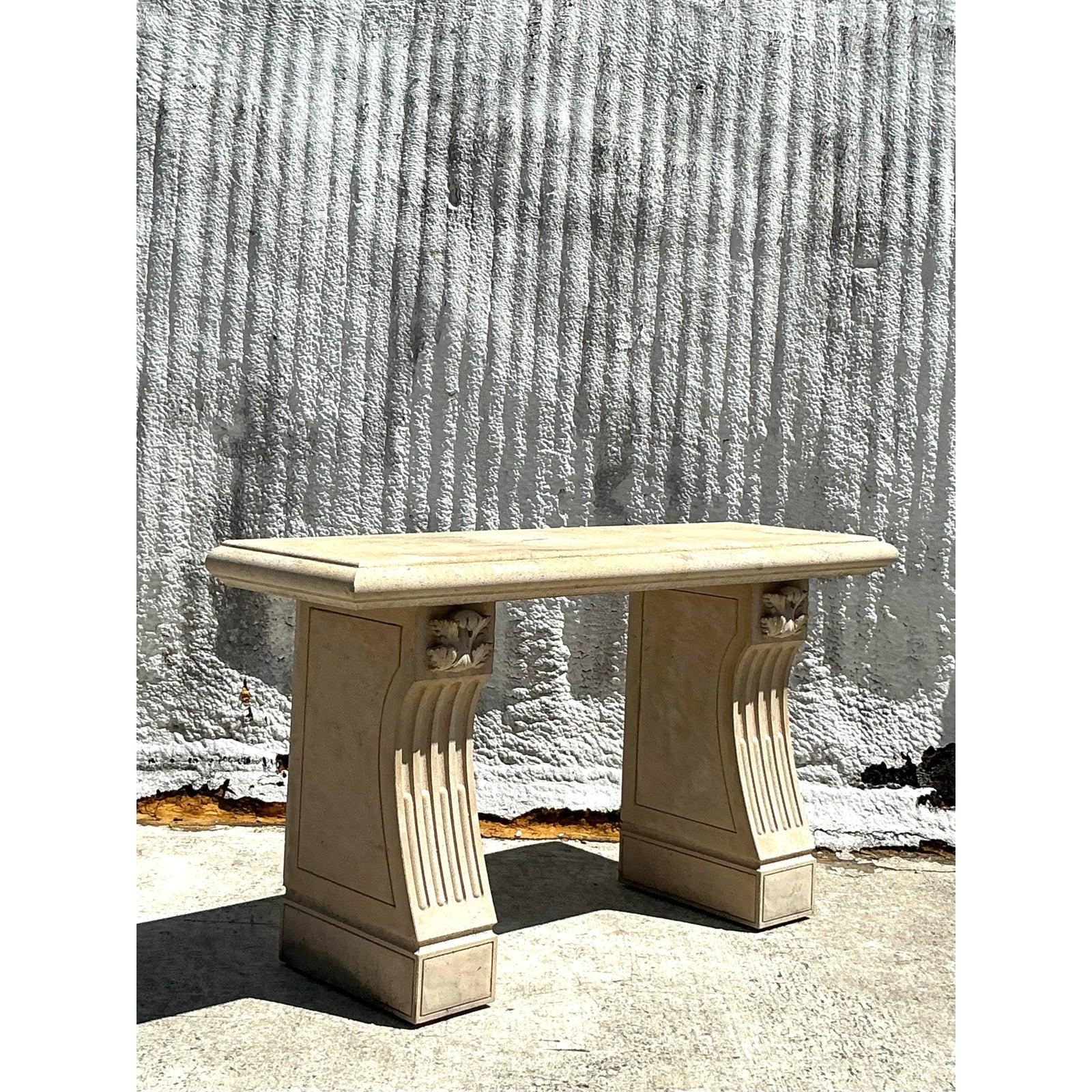 Vintage Regency Cast Concrete Console Table For Sale 3
