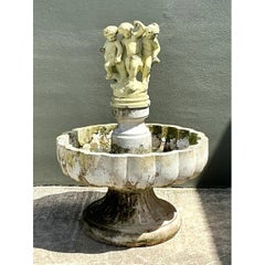 Vintage Regency Cast Concrete Distressed Fountain