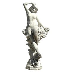 Vintage Regency Cast Concrete Female Nude Statue