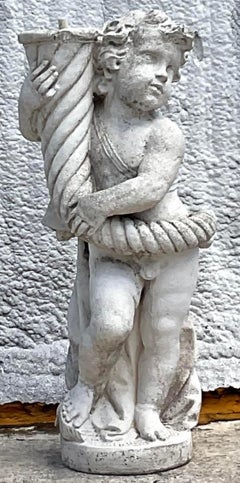 Vintage Regency Cast Concrete Figural Sculpture