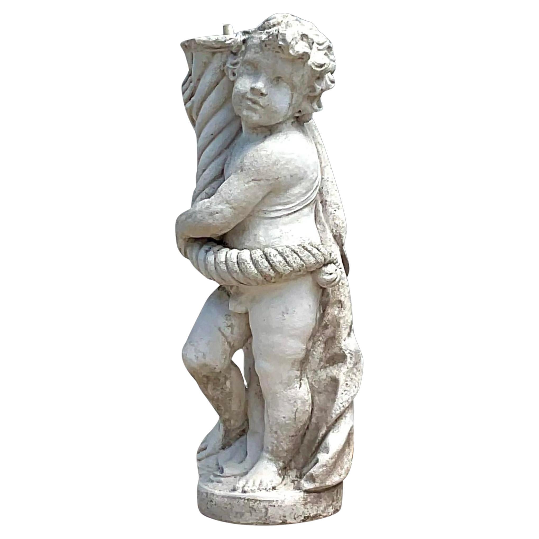 Escultura Figural de Hormigón Fundido Vintage Regency