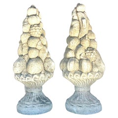 Vintage Regency Guss Beton Obst Topiary - ein Paar