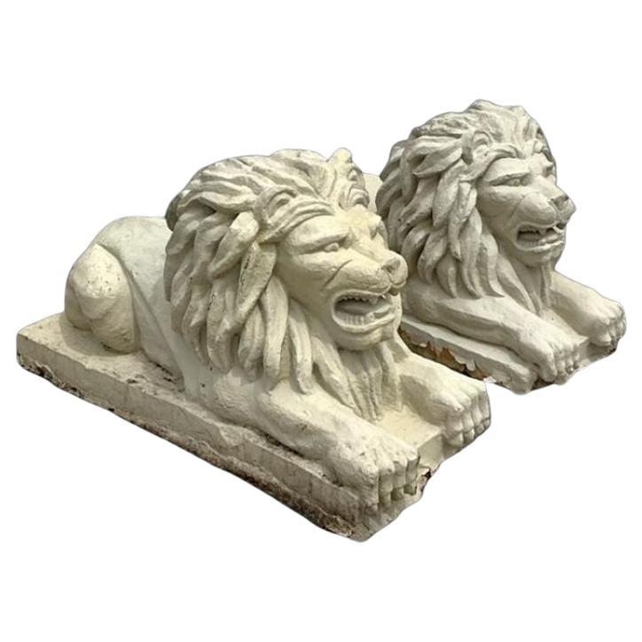 Leones de Hormigón Fundido Vintage Regency - Set de 2
