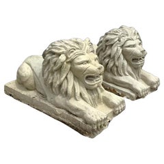 Leones de Hormigón Fundido Vintage Regency - Set de 2