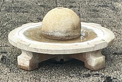 Vintage Regency Cast Concrete Low Sphere Fountain