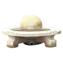 Vintage Regency Cast Concrete Low Sphere Fountain