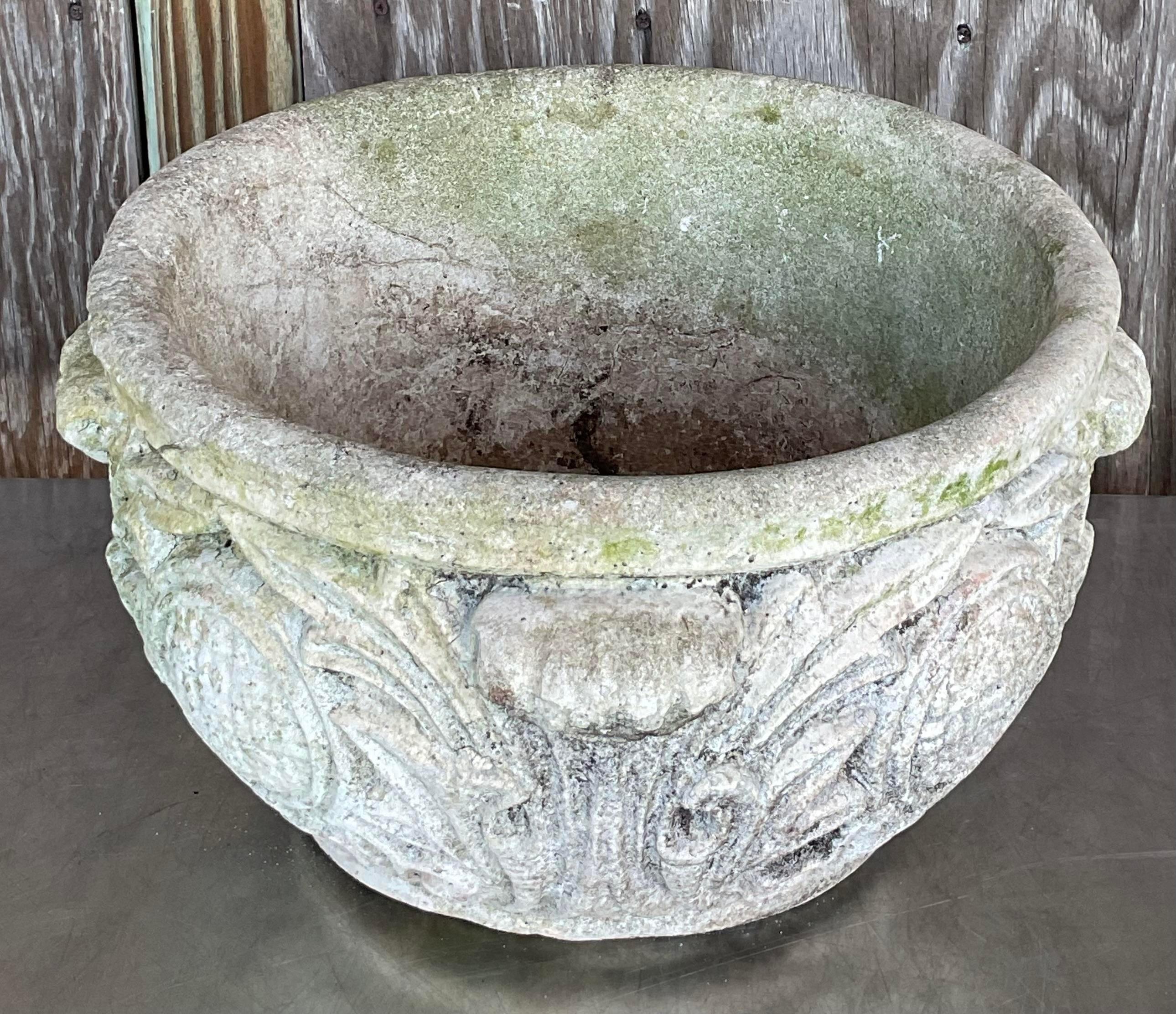 American Vintage Regency Cast Concrete Medallion Planter For Sale