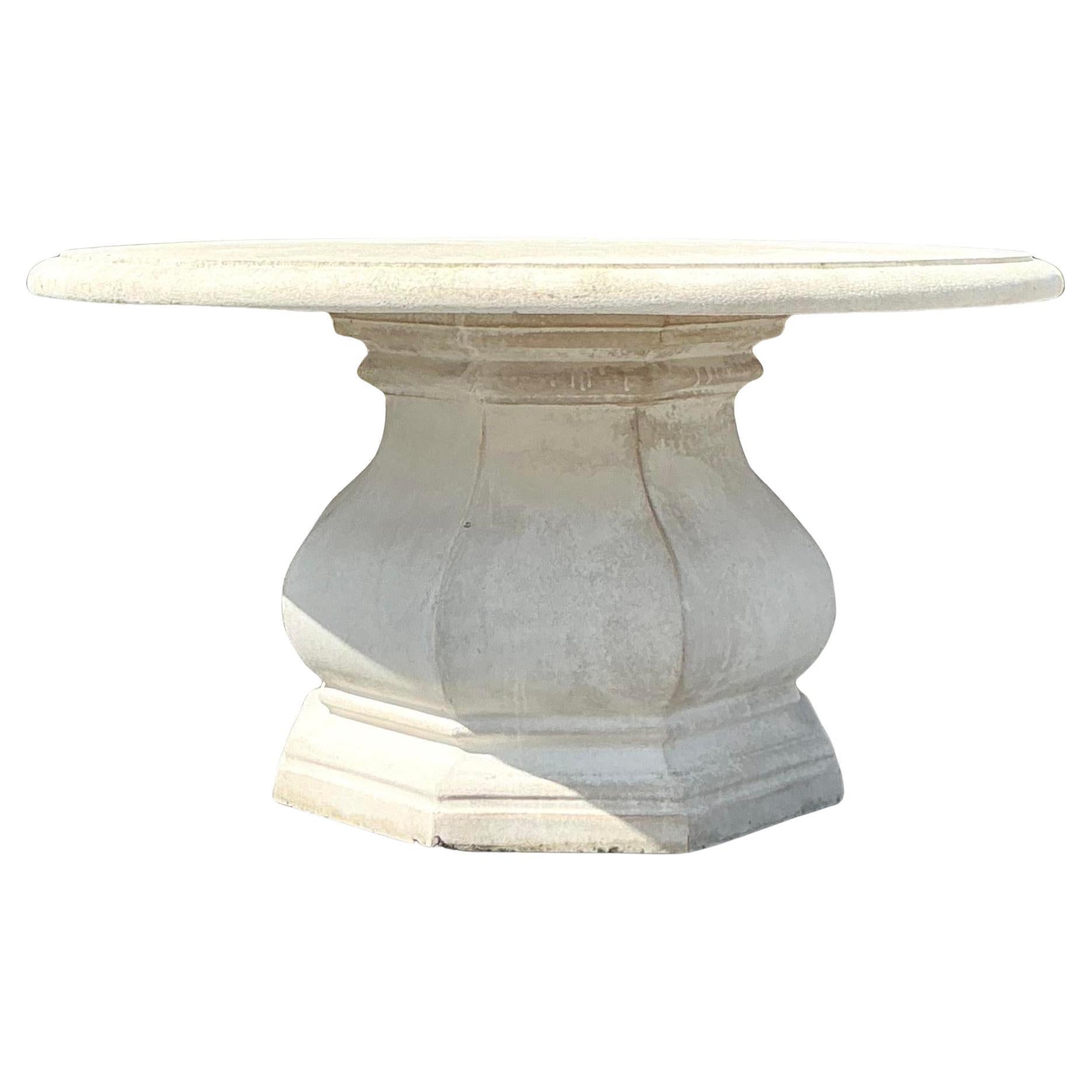 Vintage Regency Cast Concrete Pedestal Dining Table