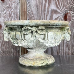 Vintage Regency Cast Concrete Swag Rams Head Planter