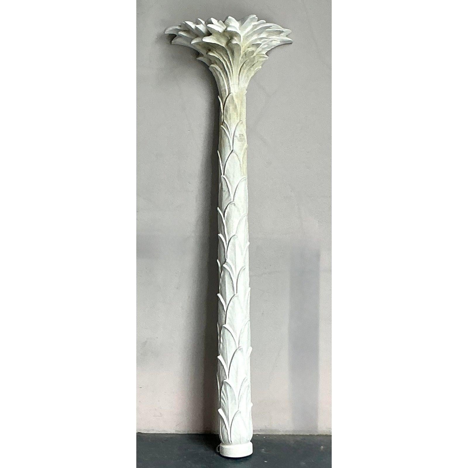 Art Deco Vintage Regency Cast Plaster Palm Torcherie For Sale