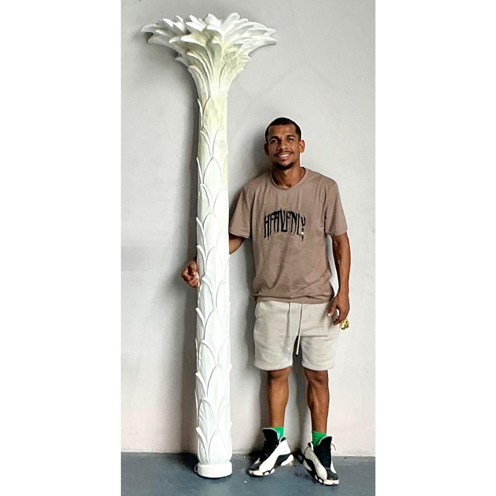Vintage Regency Cast Plaster Palm Torcherie In Good Condition For Sale In West Palm Beach, FL
