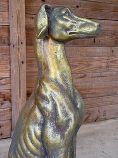 Vintage Regency Cast Resin Greyhound Sculpture Statue With Gilt Finish