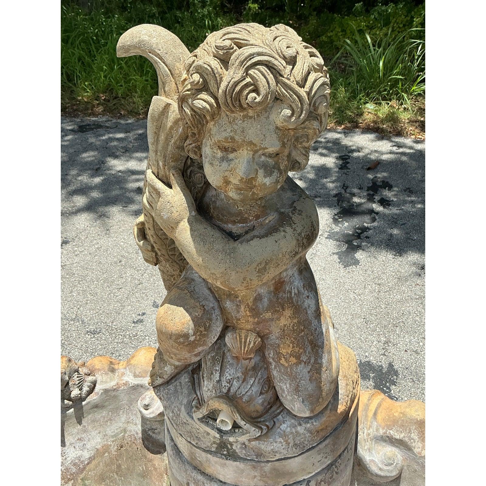 Vintage Regency Cast Stone Fountain For Sale 4