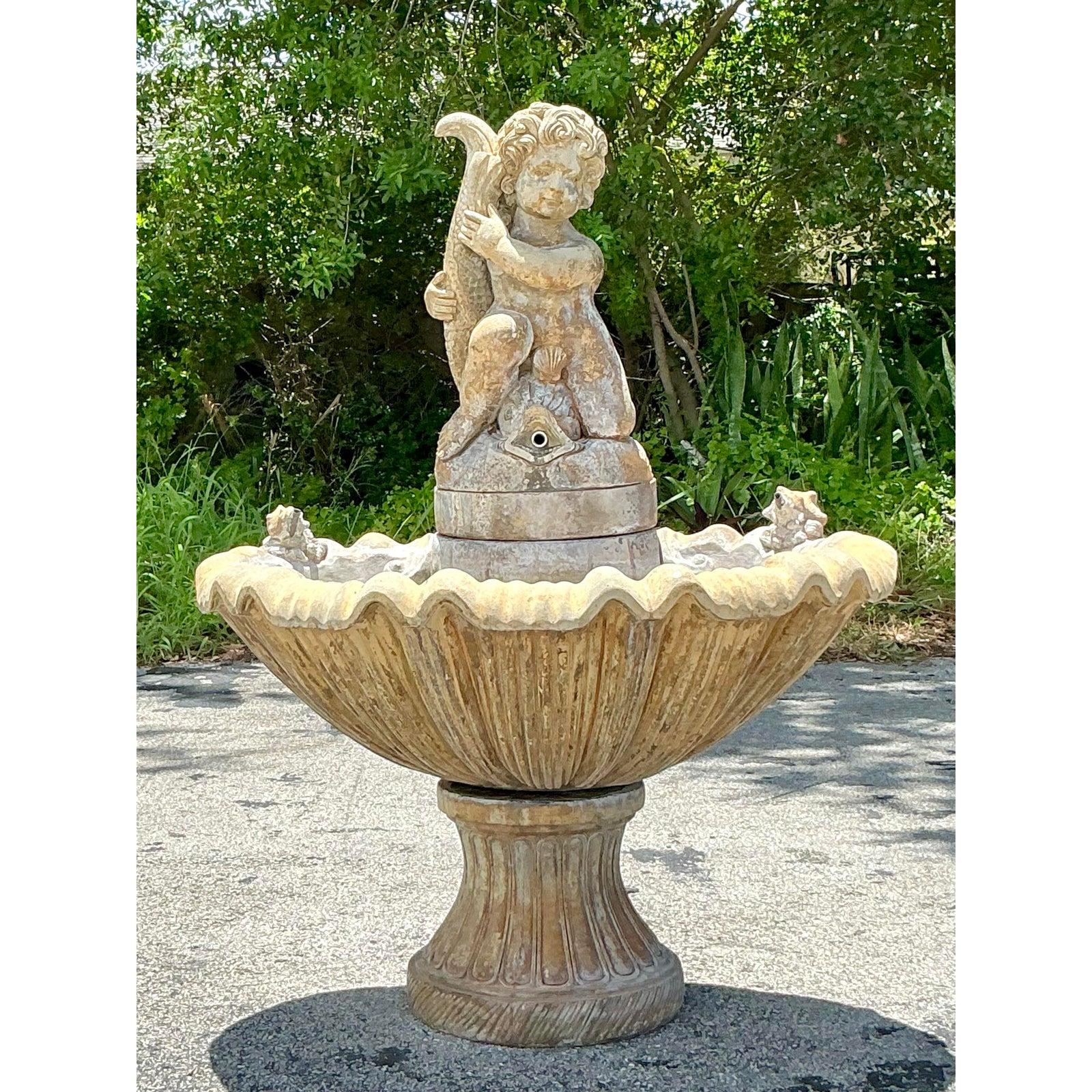 Vintage Regency Cast Stone Fountain For Sale 5