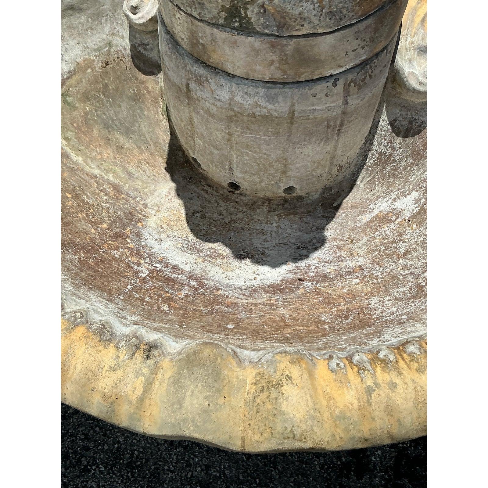 Italian Vintage Regency Cast Stone Fountain For Sale