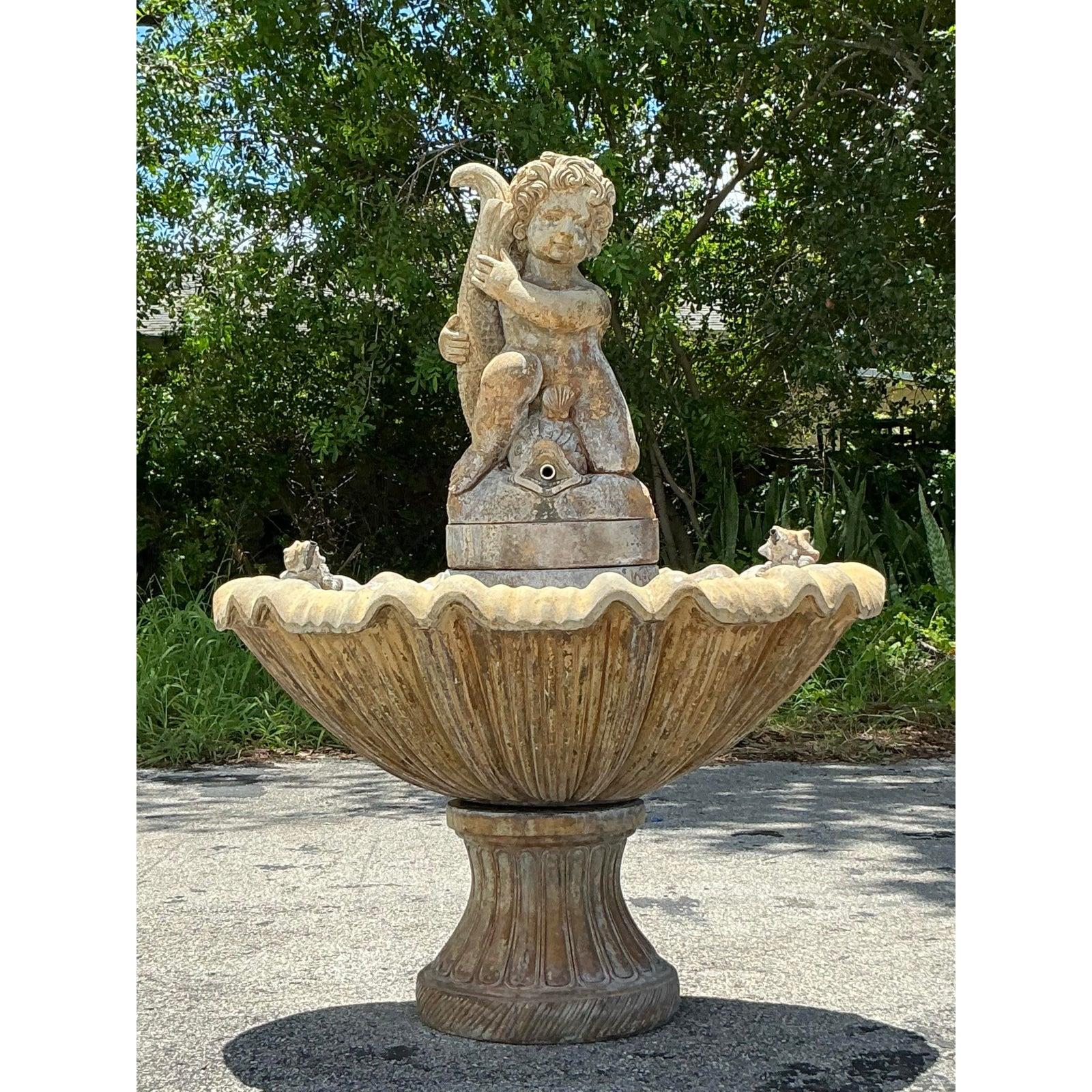 Vintage Regency Cast Stone Fountain For Sale 2