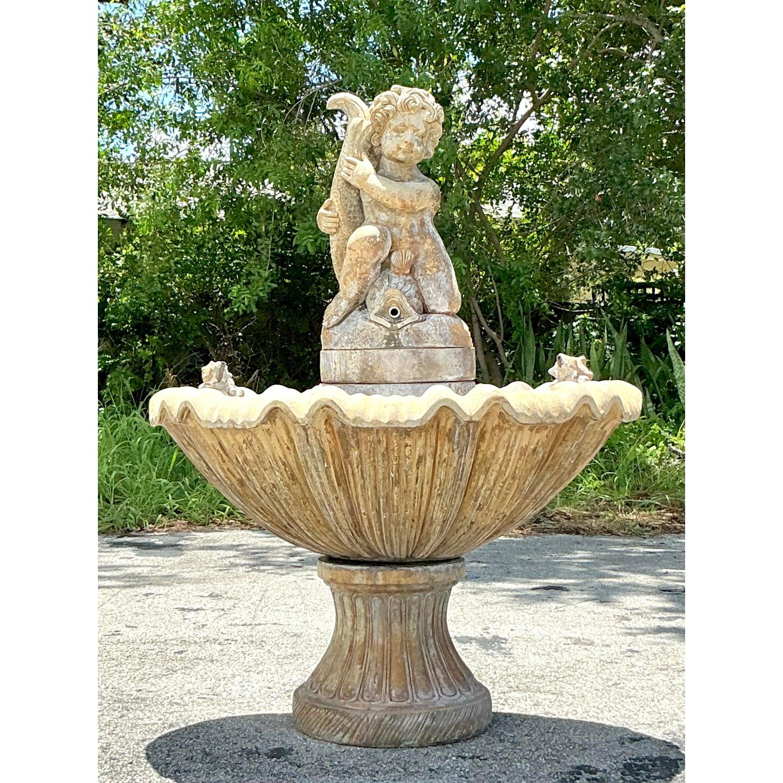 Vintage Regency Cast Stone Fountain For Sale 3