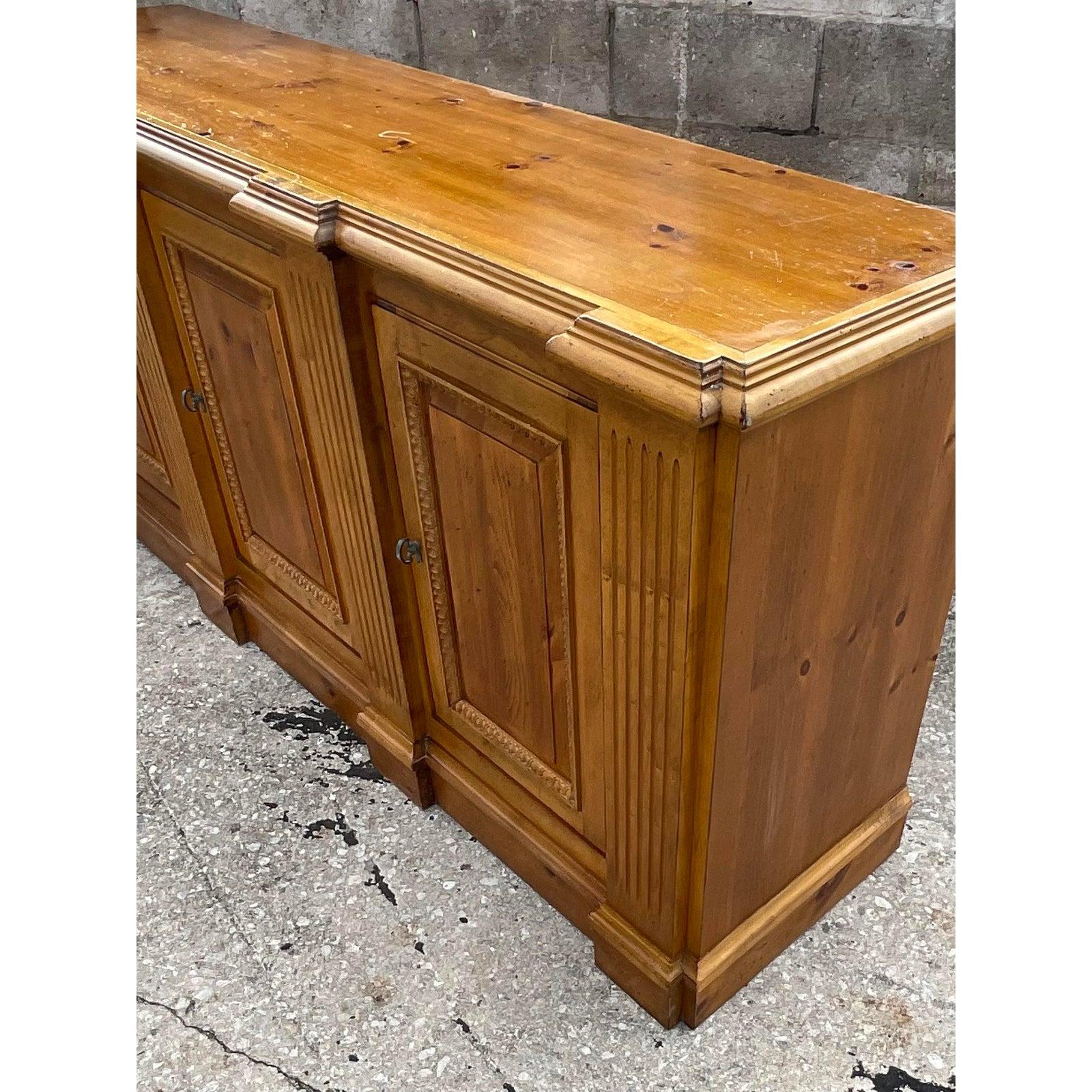 Vintage Regency Century Furniture Column Pine Credenza In Good Condition In west palm beach, FL