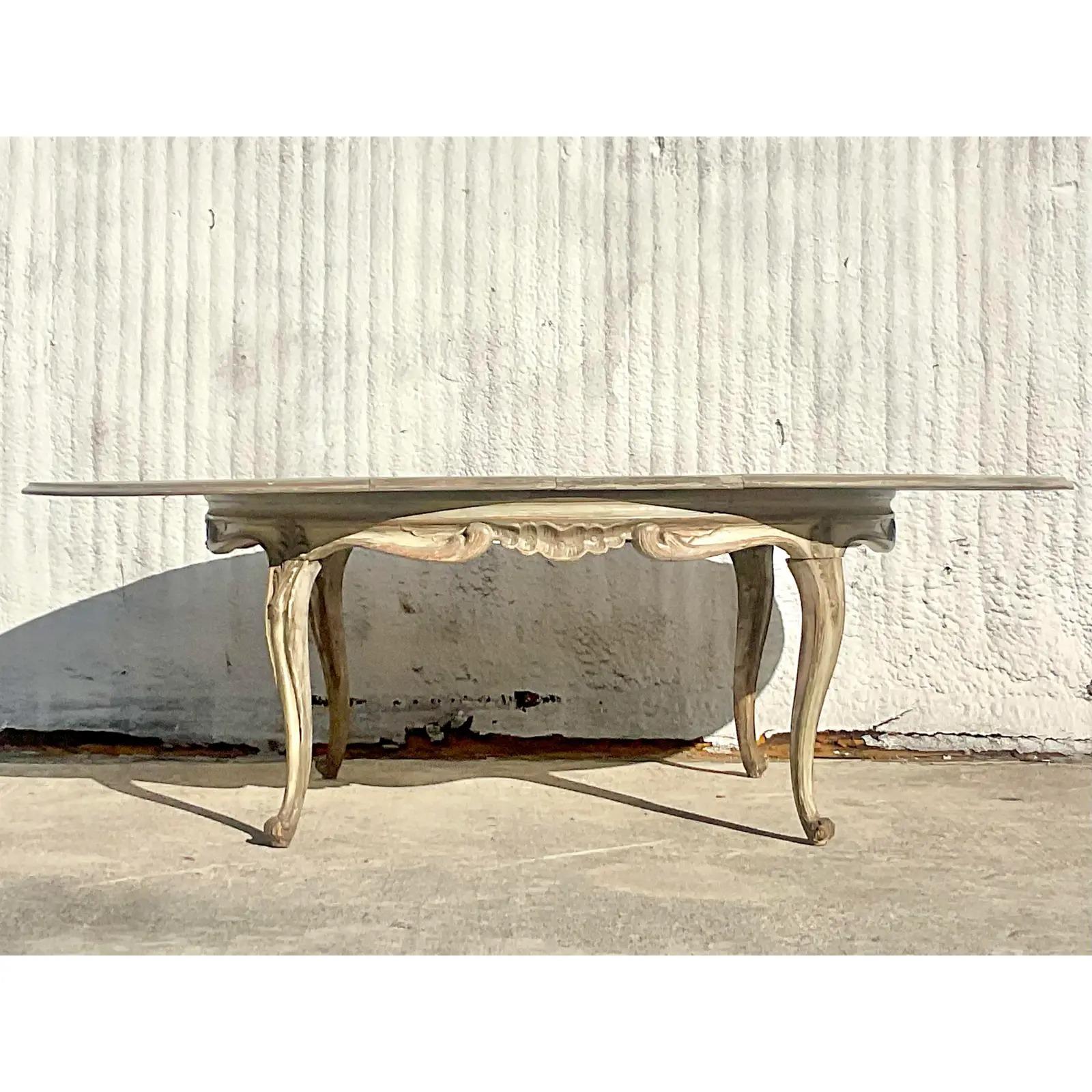 Vintage Regency Cerused Dining Table In Good Condition For Sale In west palm beach, FL