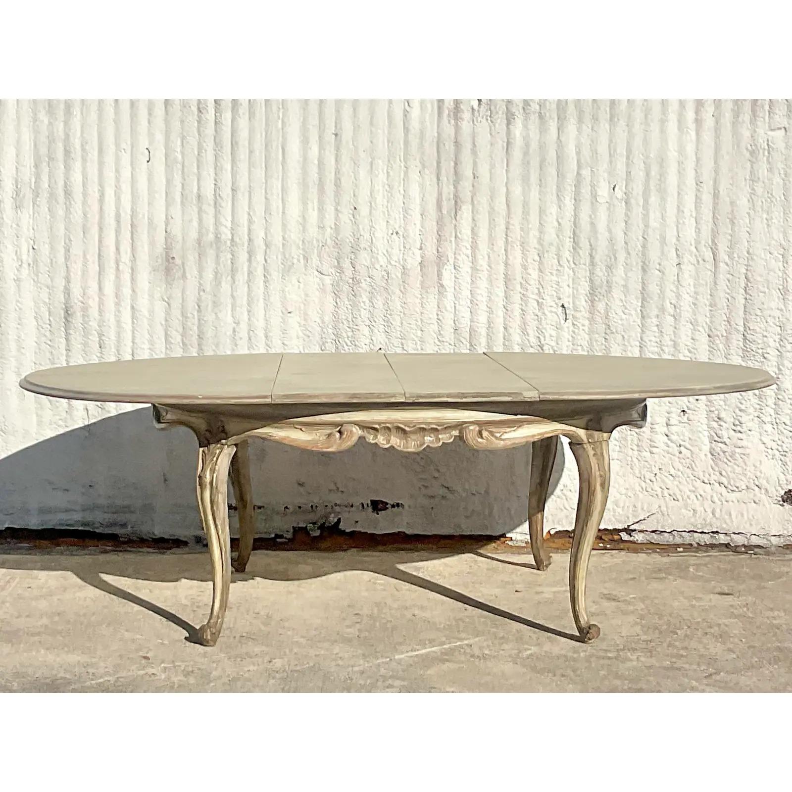20th Century Vintage Regency Cerused Dining Table For Sale