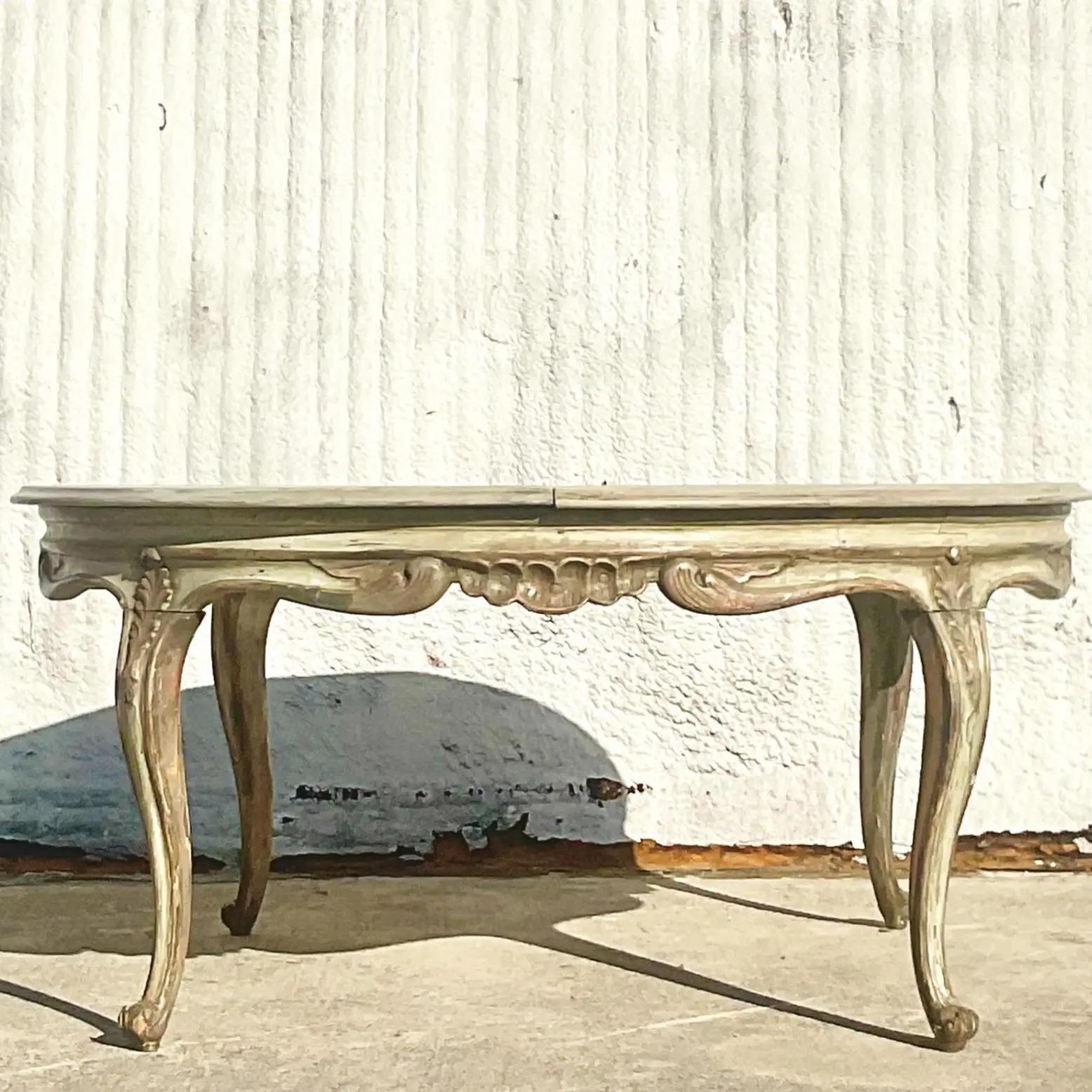 Wood Vintage Regency Cerused Dining Table For Sale