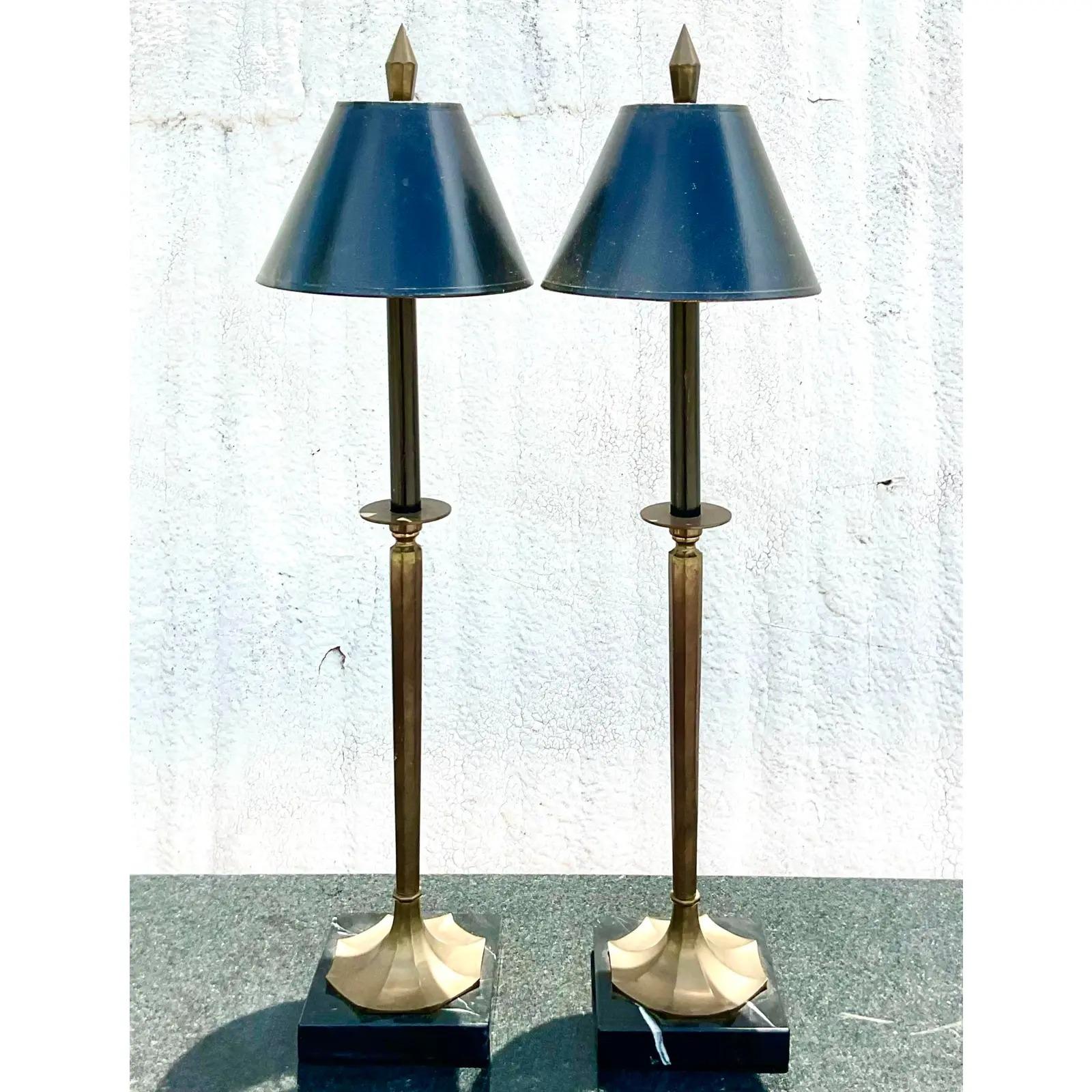 Vintage Regency Chapman Candlestick Lamps, a Pair In Good Condition In West Palm Beach, FL