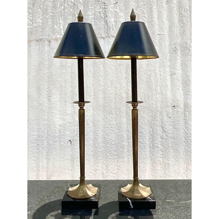 Vintage Regency Chapman Candlestick Lamps, a Pair at 1stDibs