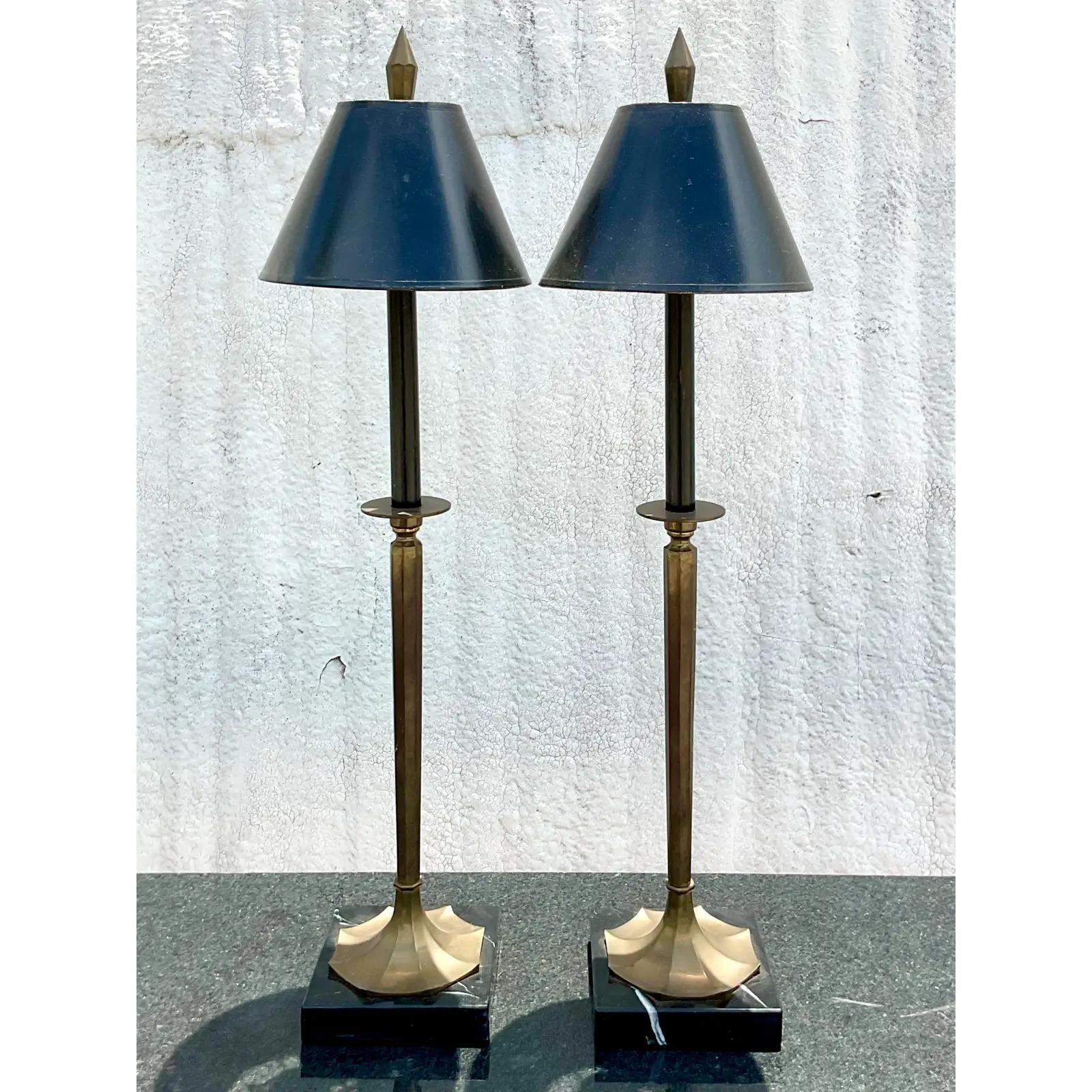 Vintage Regency Chapman Candlestick Lamps, a Pair 3
