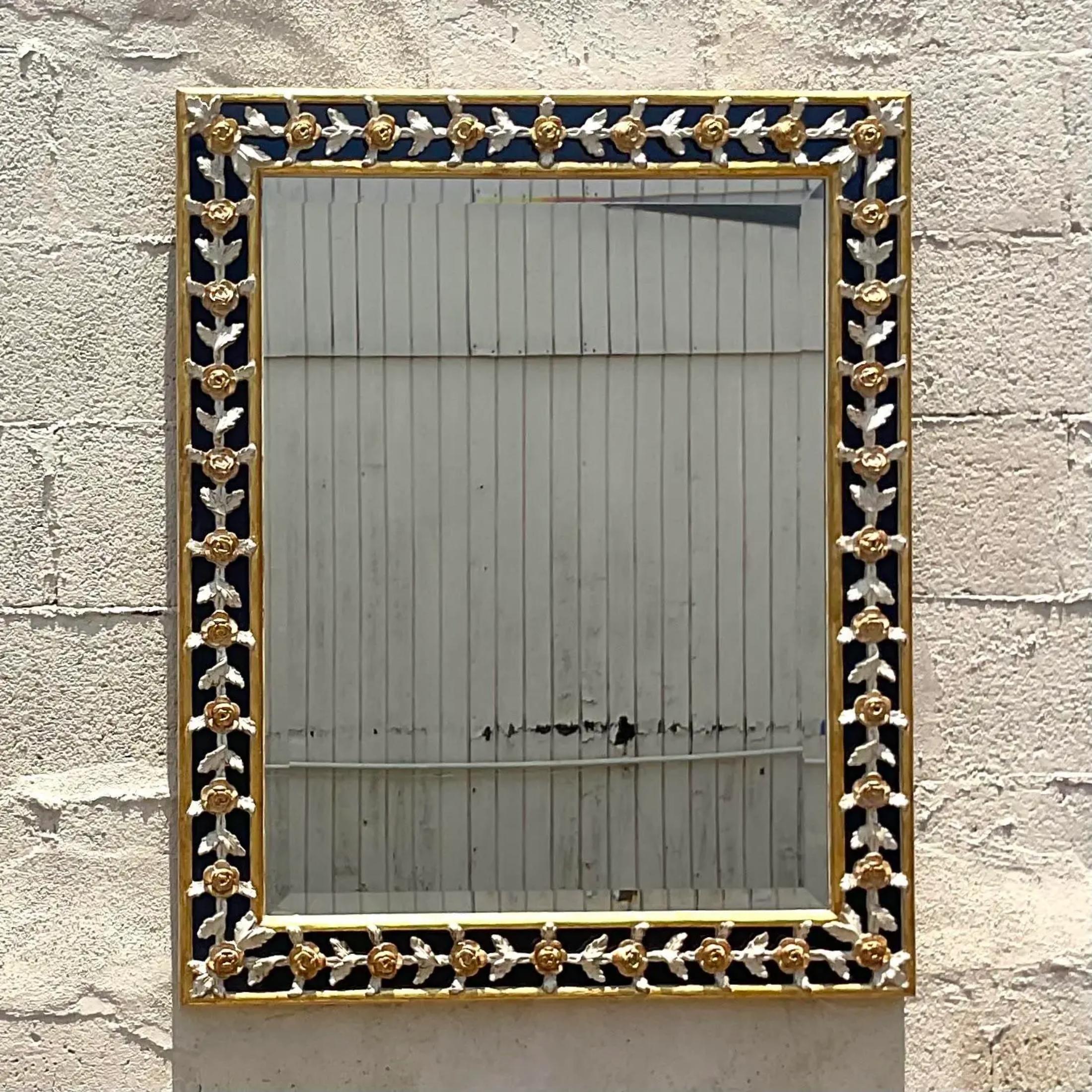 Vintage Regency Chelini Giovanni Carved Wall Mirror For Sale 1