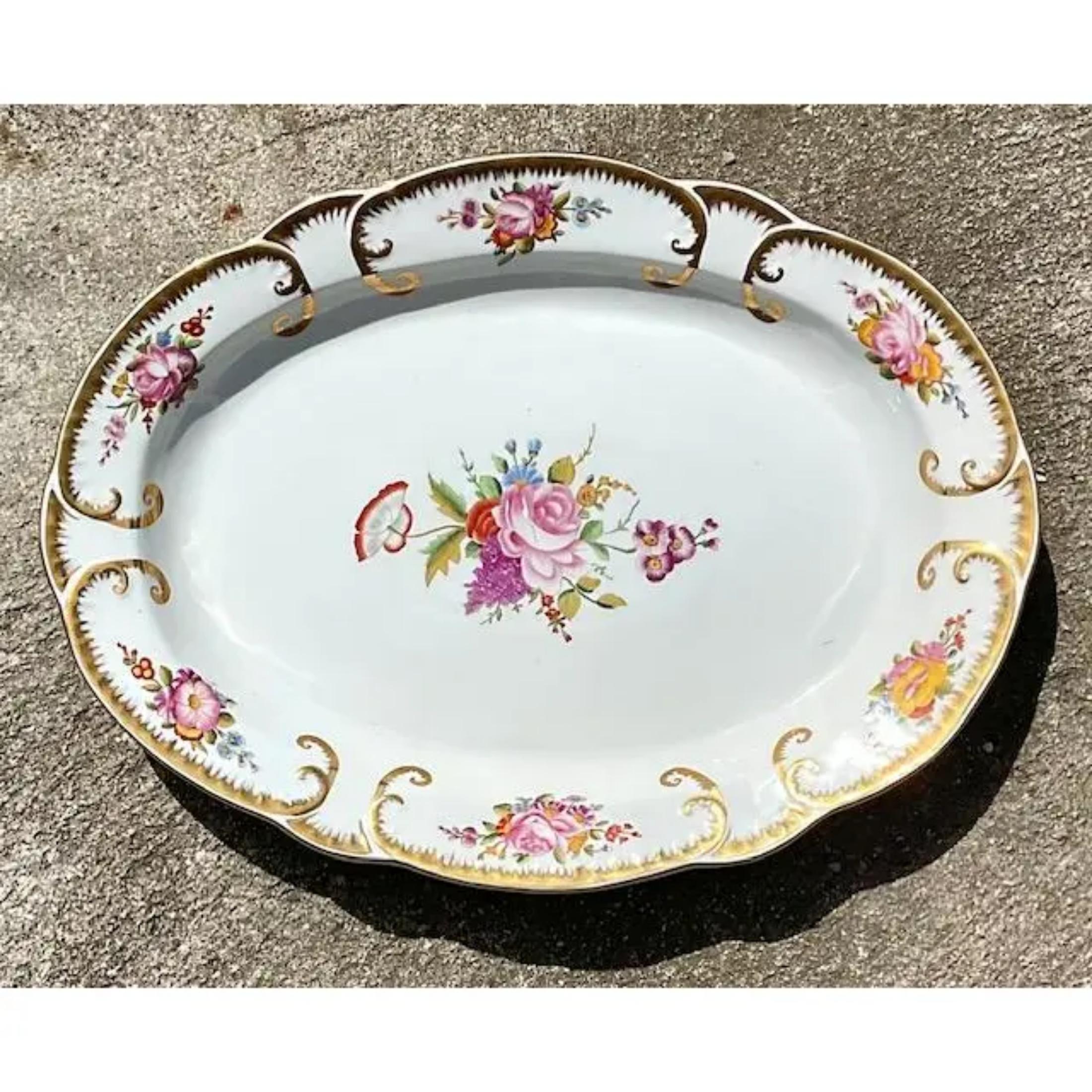American Vintage Regency Chelsea House Ceramic Floral Platter For Sale