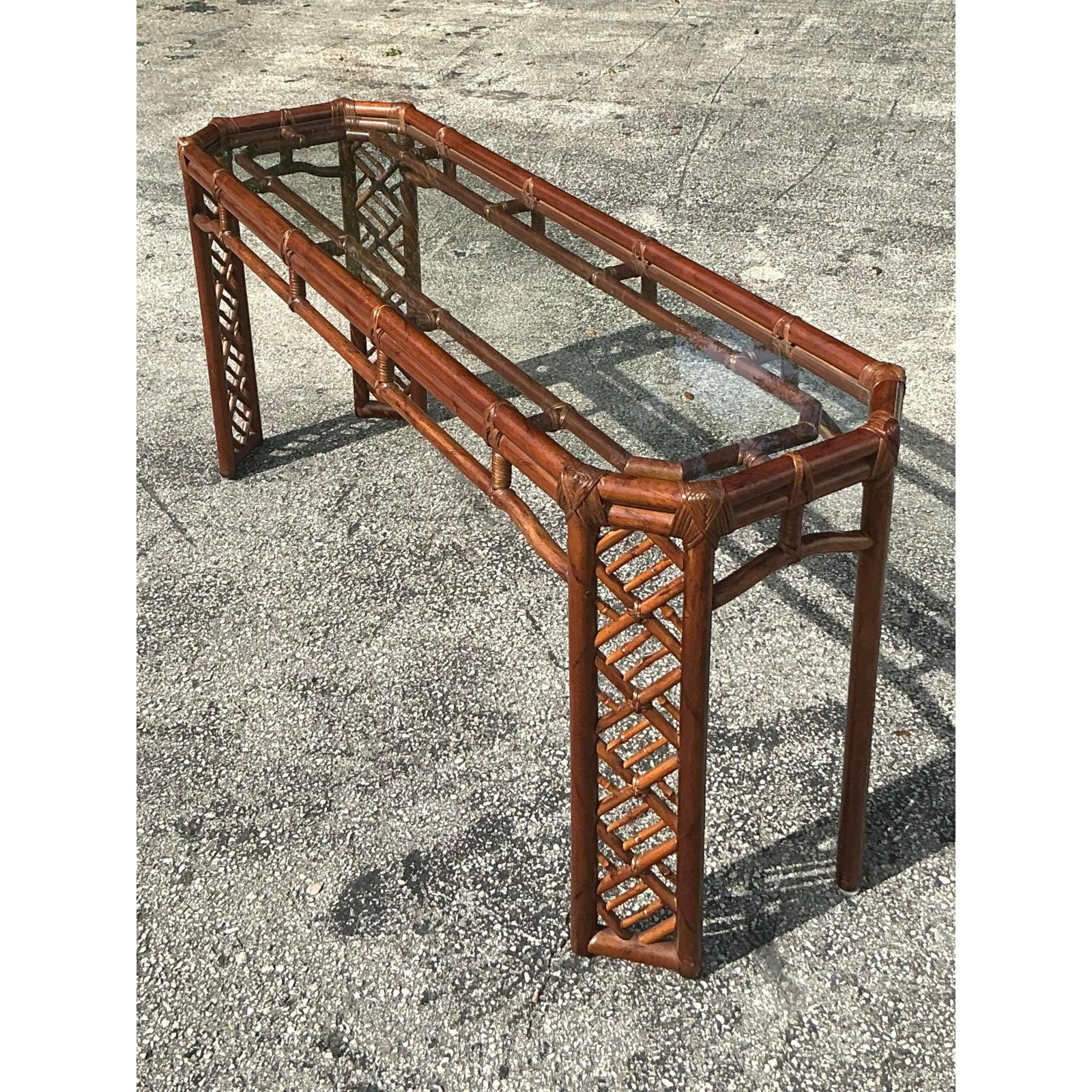 Vintage Regency Chinese Chippendale Console Table 3