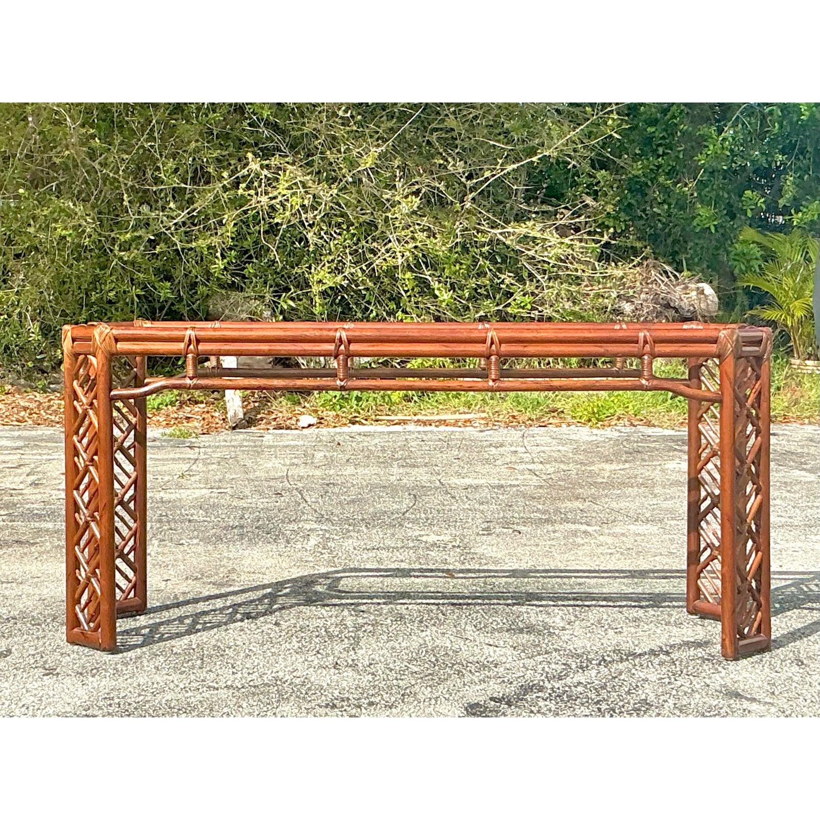 Vintage Regency Chinese Chippendale Console Table 4