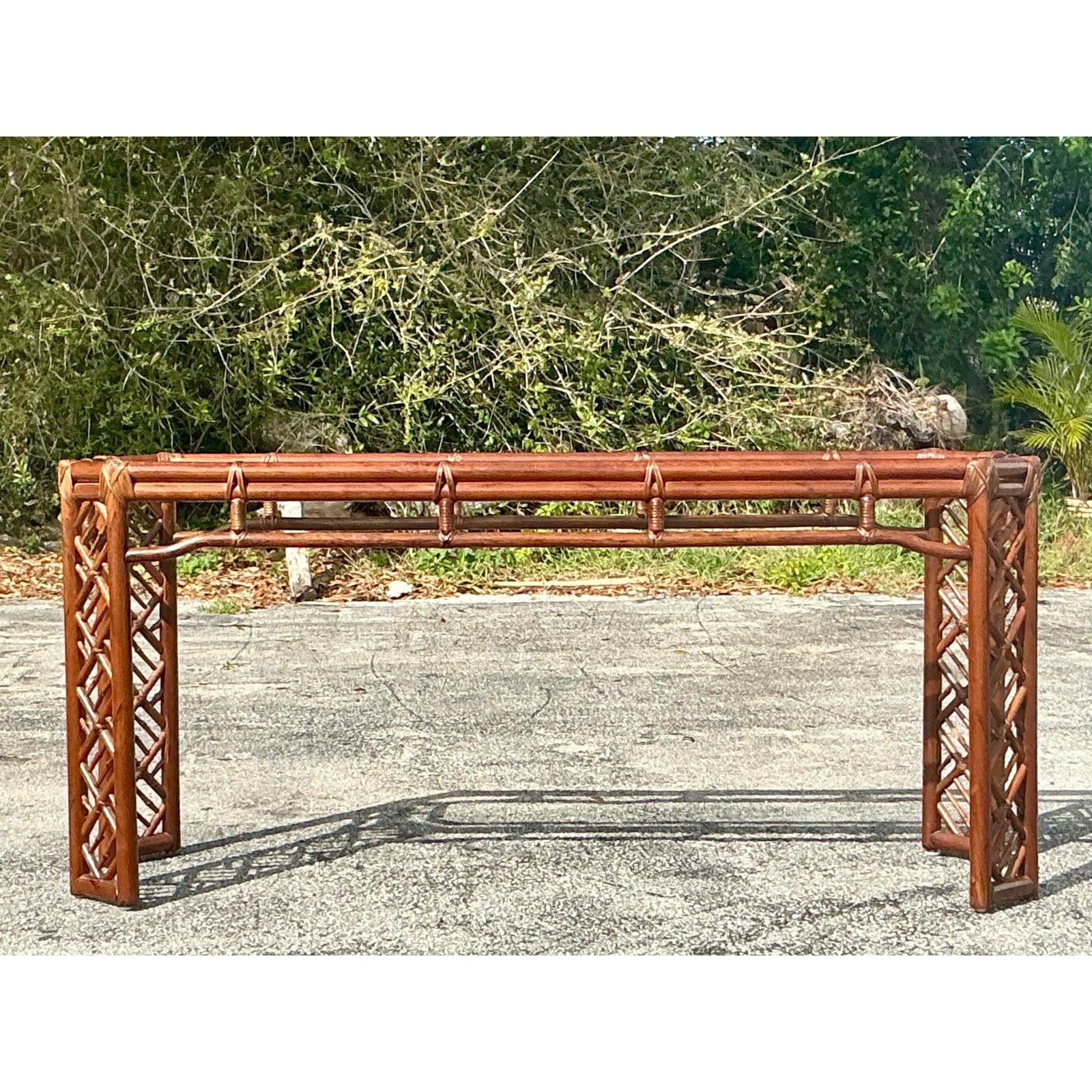 Hollywood Regency Vintage Regency Chinese Chippendale Console Table