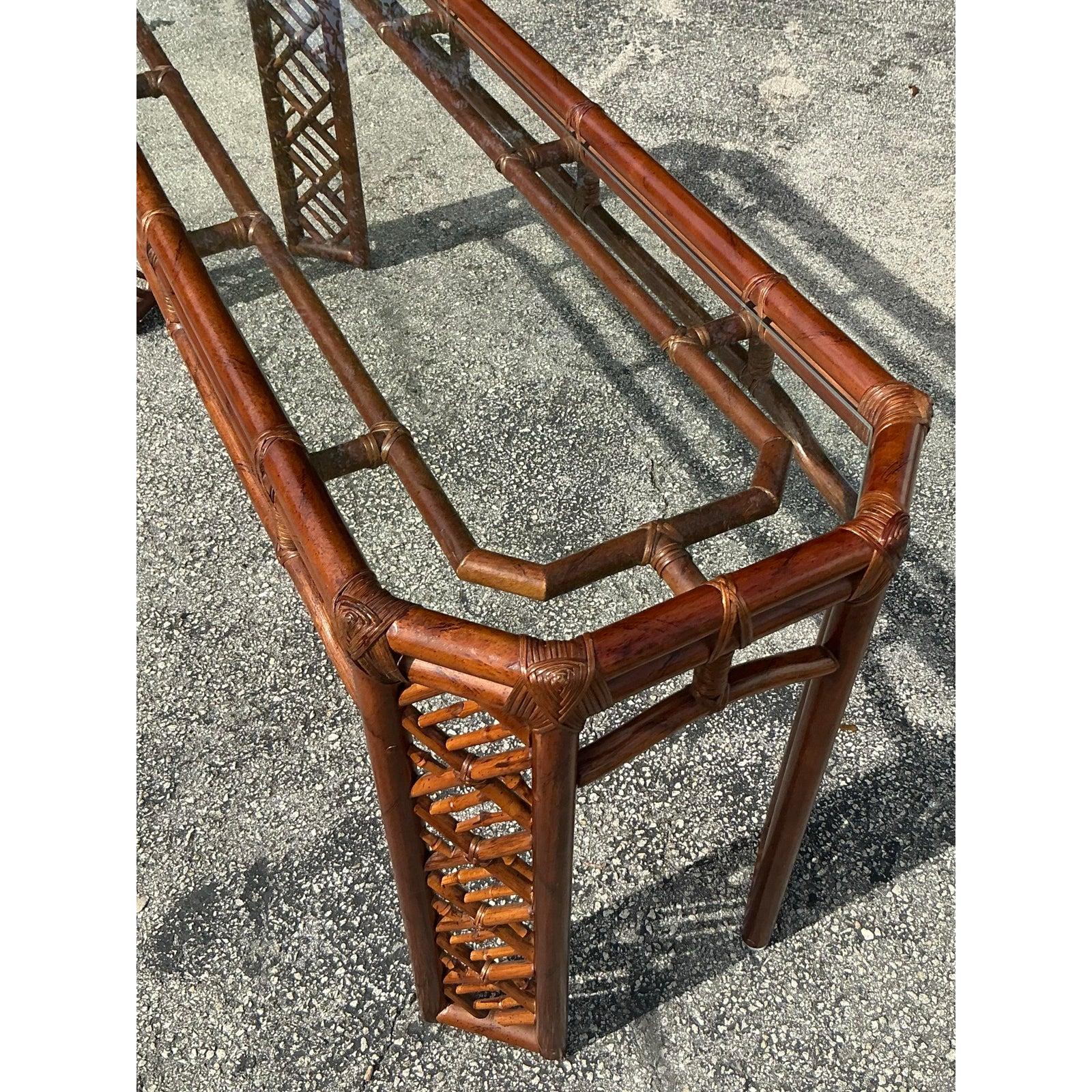 20th Century Vintage Regency Chinese Chippendale Console Table