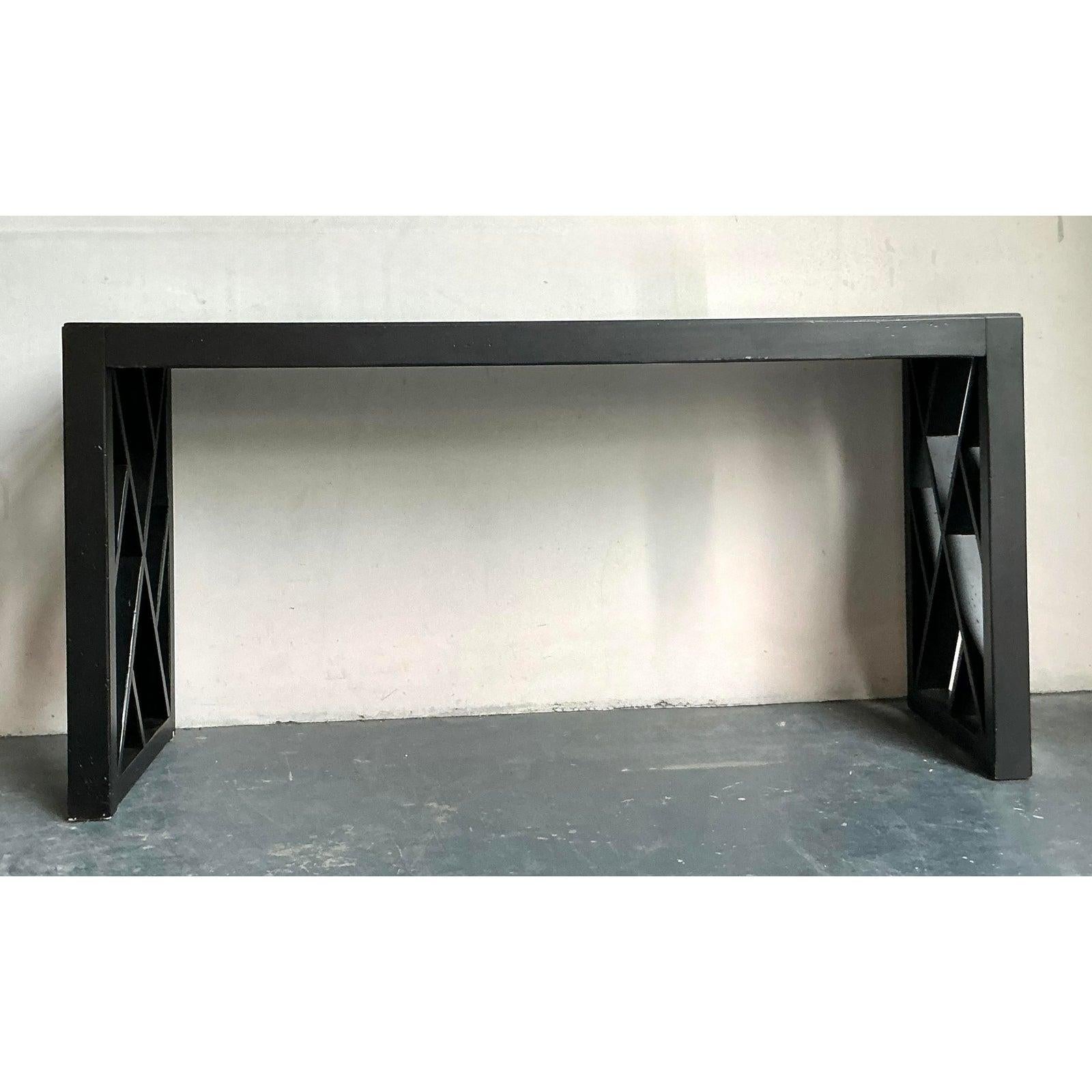 Wood Vintage Regency Chinese Chippendale Console Table For Sale