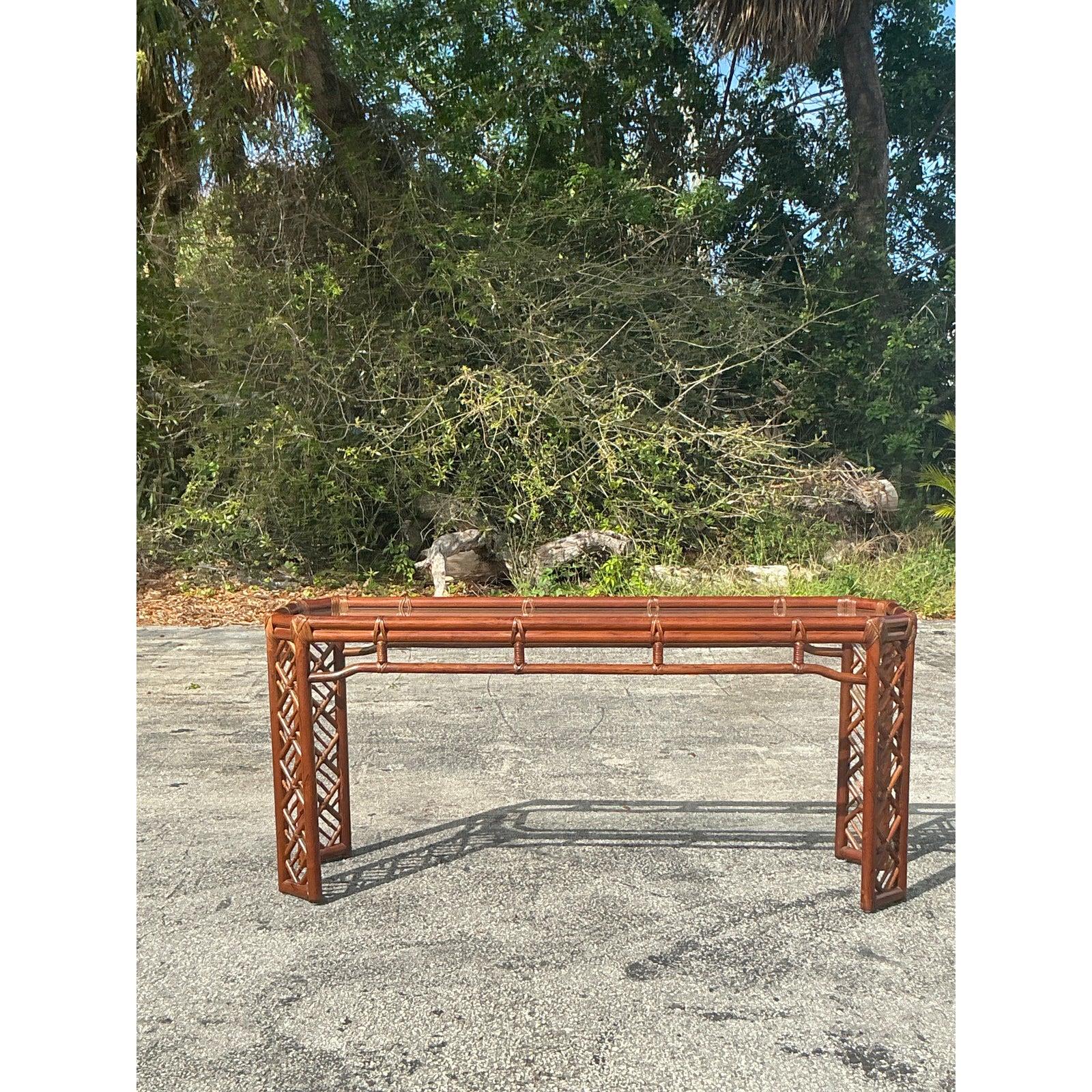 Vintage Regency Chinese Chippendale Console Table 1