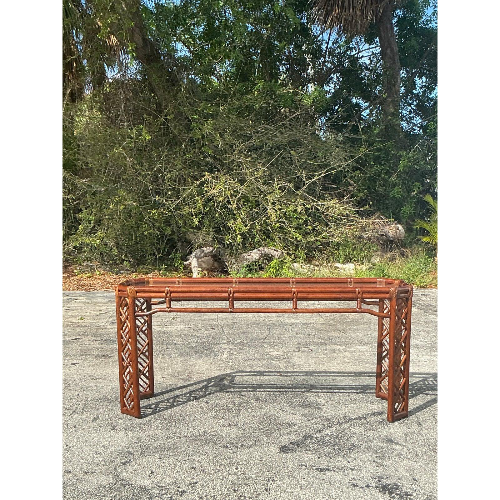 Vintage Regency Chinese Chippendale Console Table 2
