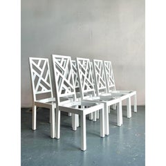 Vintage Regency Chinese Chippendale Dining Chairs - Set of 8