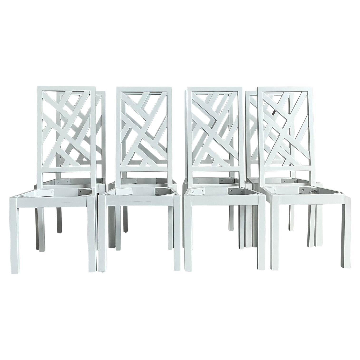 Vintage Regency Chinese Chippendale Dining Chairs - Set of 8