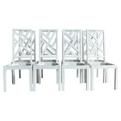 Vintage Regency Chinese Chippendale Dining Chairs - Set of 8