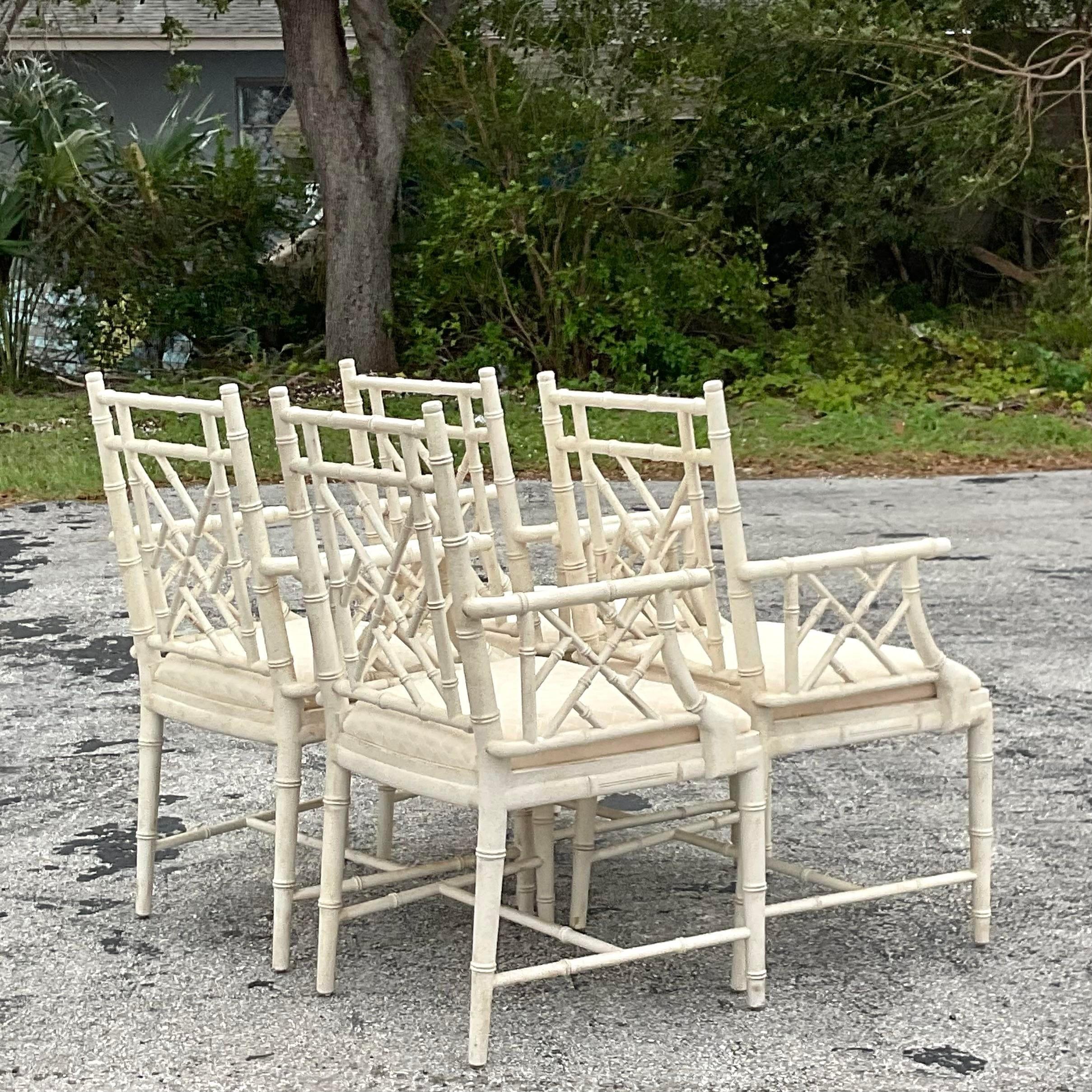 Vintage Regency Chinese Chippendale Dining Chairs - Set of Four In Good Condition In west palm beach, FL