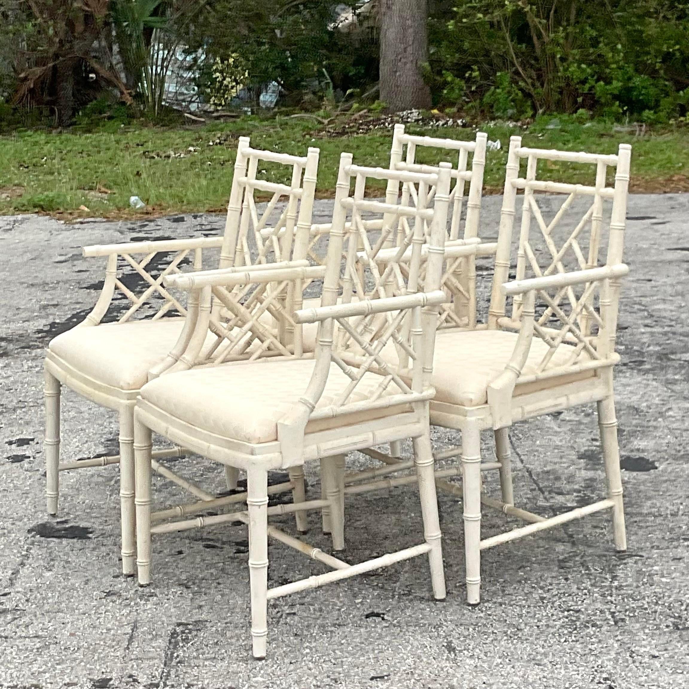 20th Century Vintage Regency Chinese Chippendale Dining Chairs - Set of Four