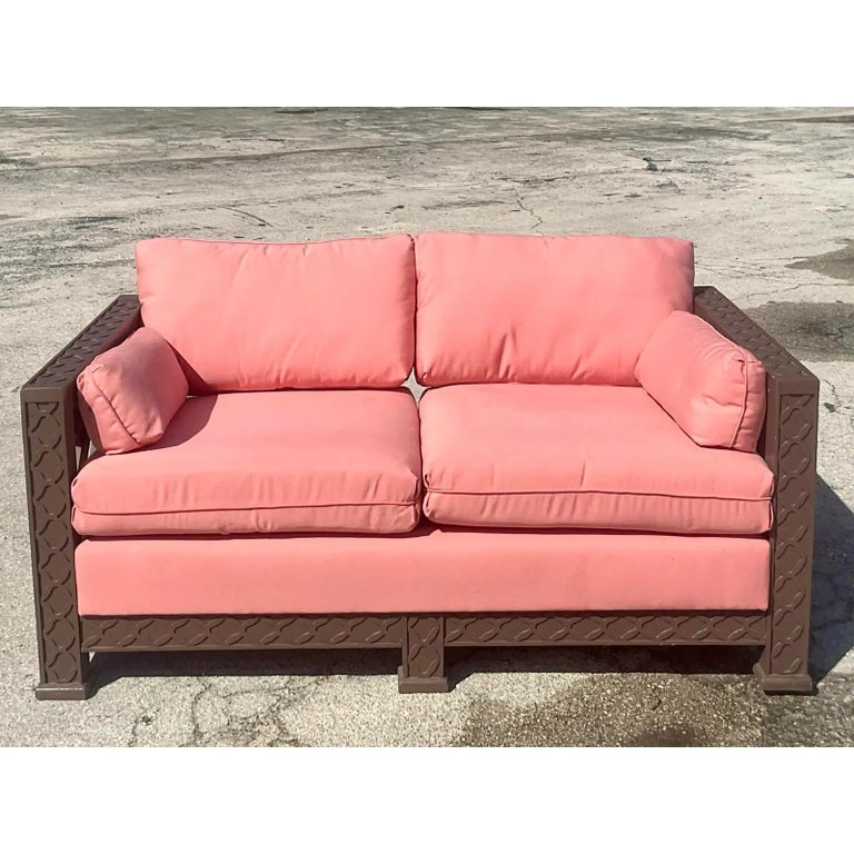 Vintage Regency Chinese Chippendale Loveseat For Sale at 1stDibs