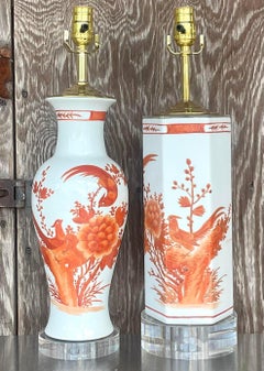 Vintage Regency Chinoiserie Lamps - Set of Two