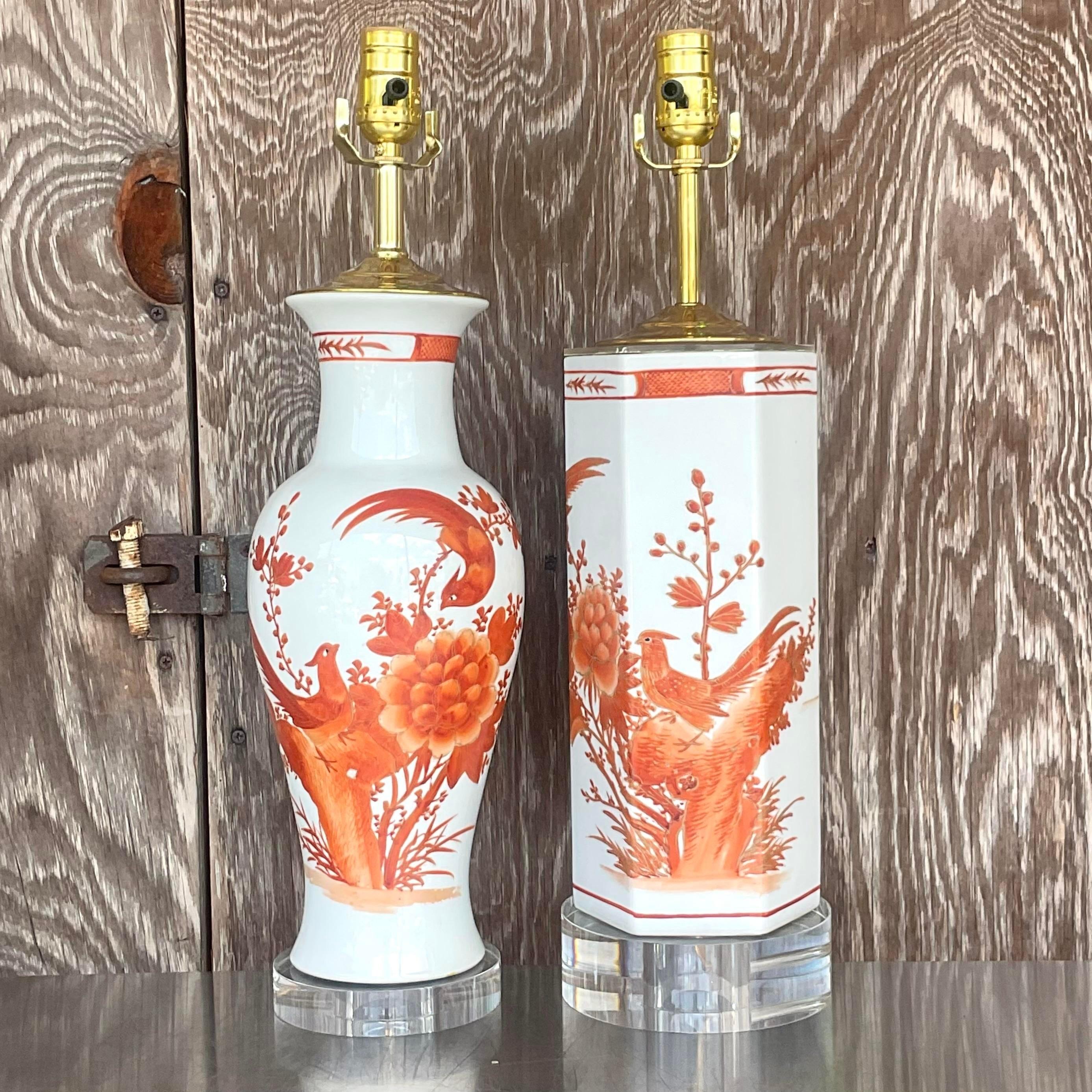 Chinoiseries Lampes de style Régence vintage chinoiseries - Lot de deux en vente